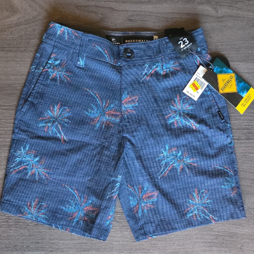 Rip Curl Kids Shorts - Blue with Palm Print